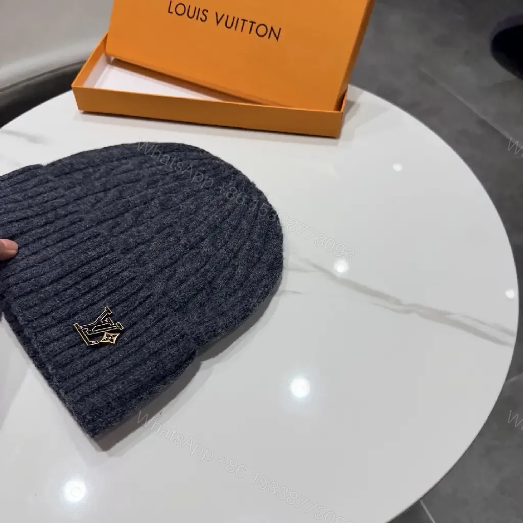 View 8 of Charcoal Wool Knit Beanie, Luxe-Style, Signature Pin