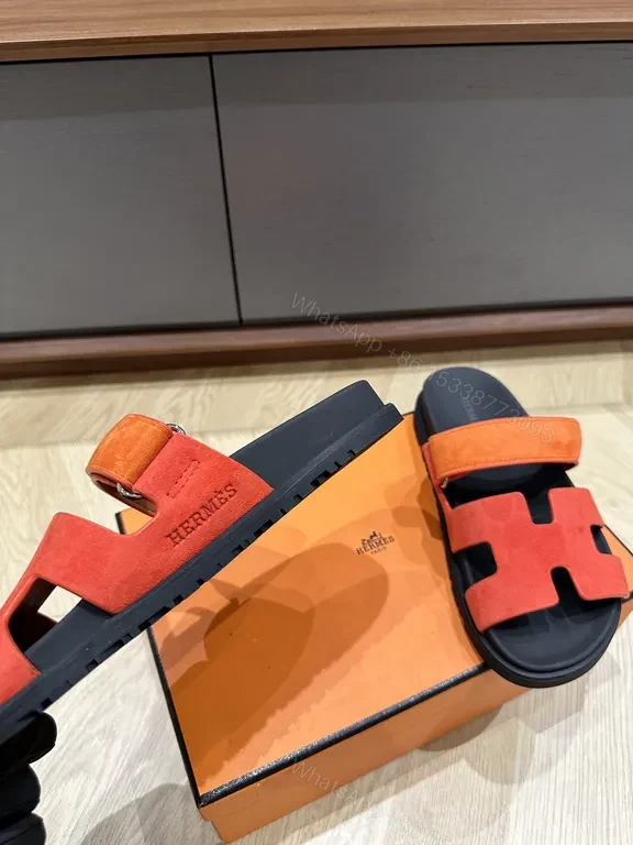 View 8 of Bold Stride: Vulkan Orange Hermes-Style Sandals