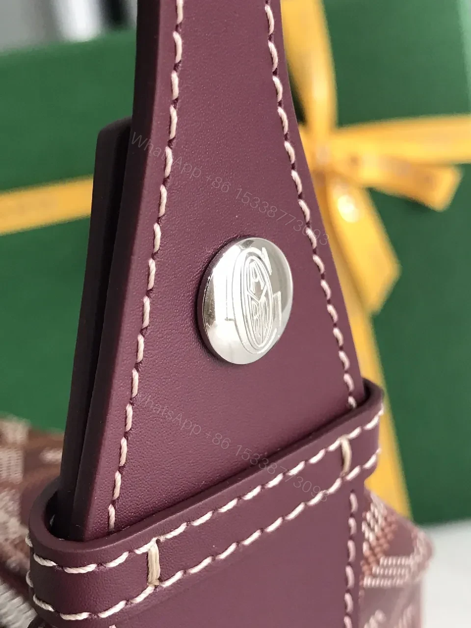 View 5 of Textured Leather Monogram Shoulder Bag, Chic Crossbody Style