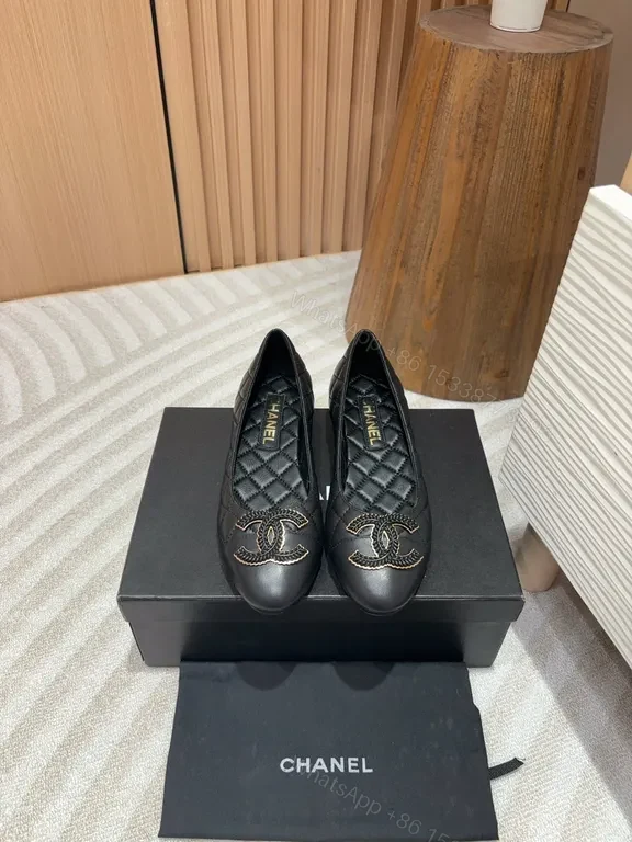 View 2 of Chanel-Style Quilted Leather Ballet Flats â€“ Interlocking Emblem