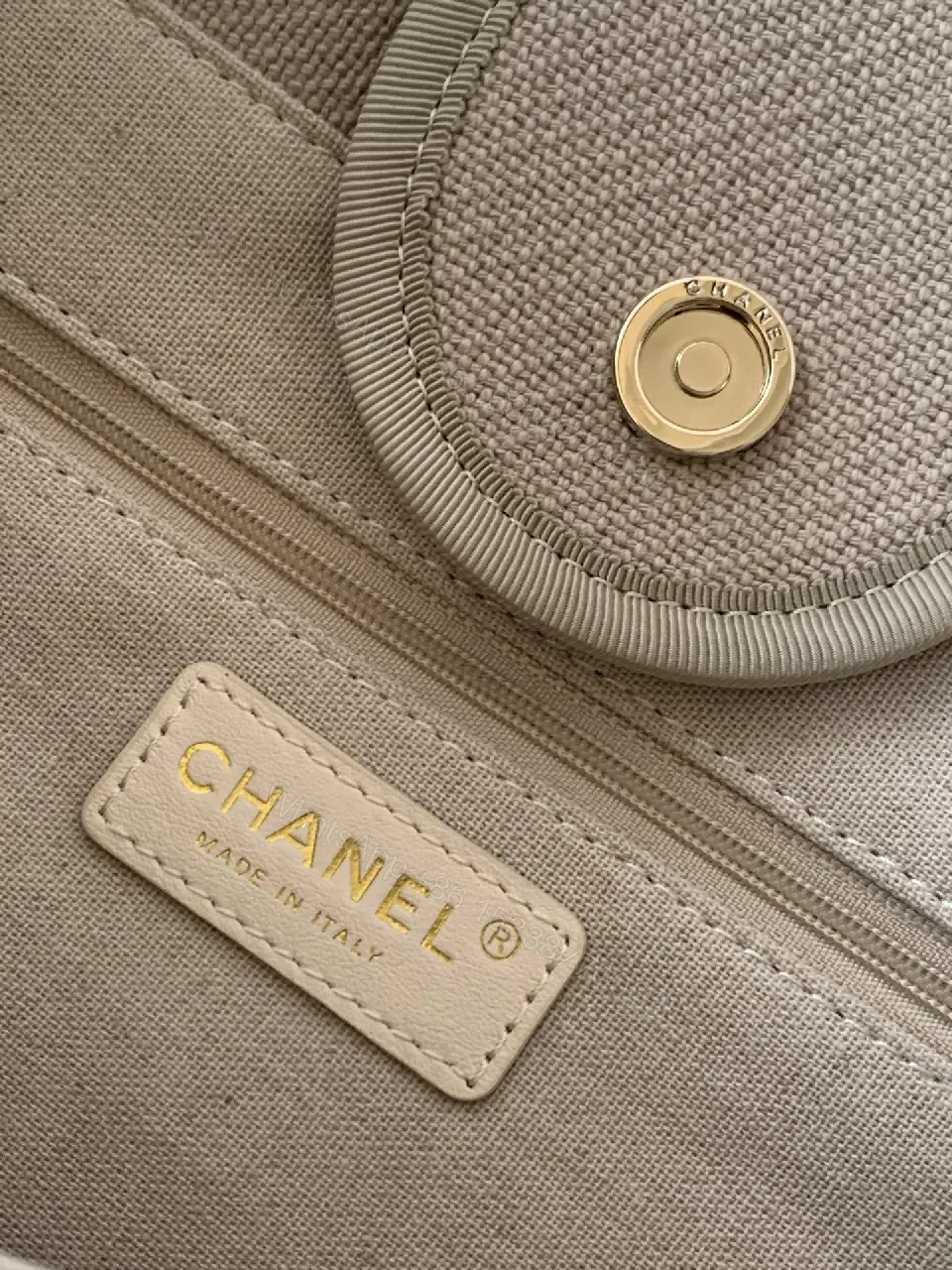 View 4 of Beige Canvas Tote: Chanel-Inspired Luxe Utility Bag