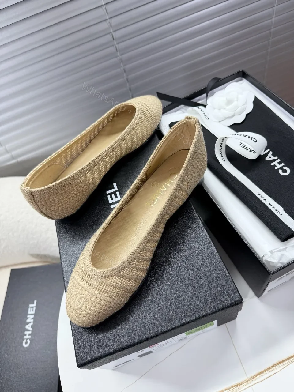 View 3 of Natural Raffia Knit Flat: Subtle Texture, Everyday Luxury shoe