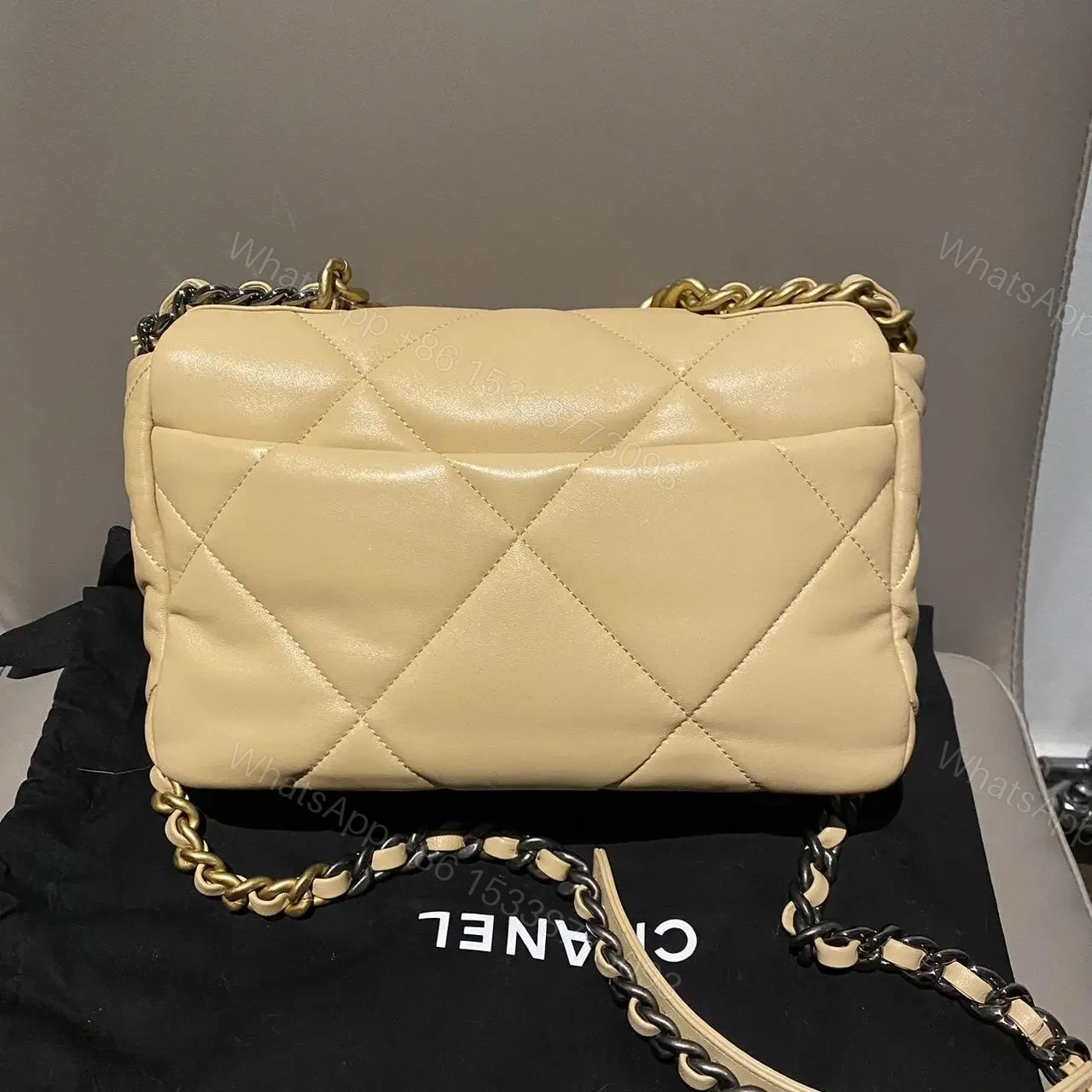 View 5 of Chanel 19 Flap in Creamy Beige Lambskin