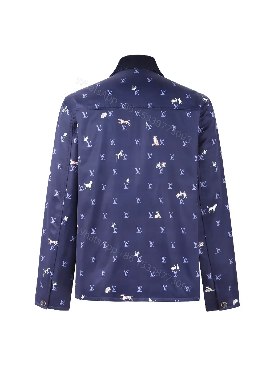 View 8 of Navy Print Coach Jacket: Monogram & Animal Motifs, Water-Repellent, Unisex