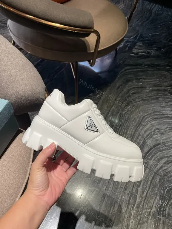 View 7 of Prada Milano-Inspired White Luxe Sneakers, Premium Leather