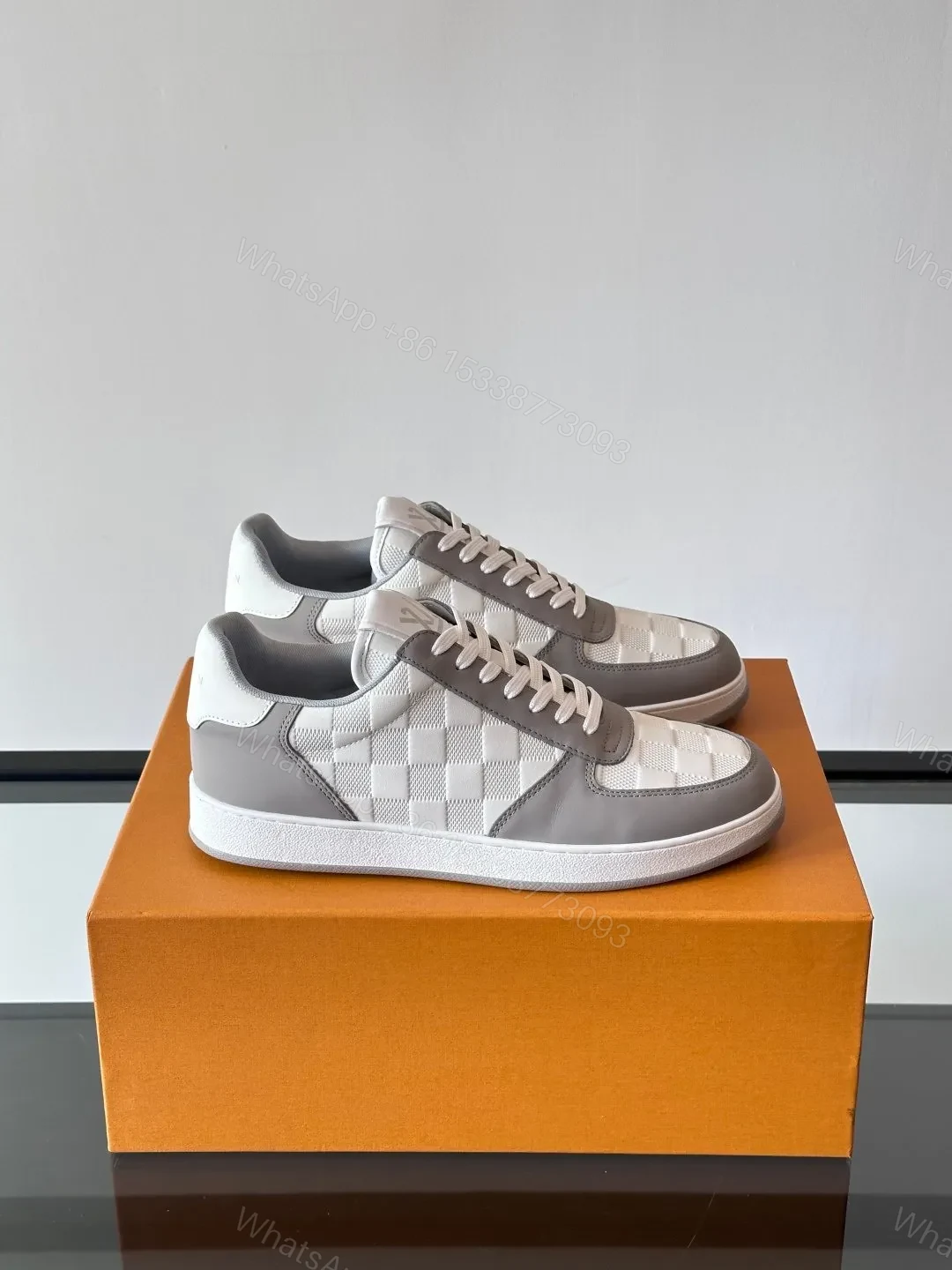 LV Men White And Gray Leather Sneakers — view 1