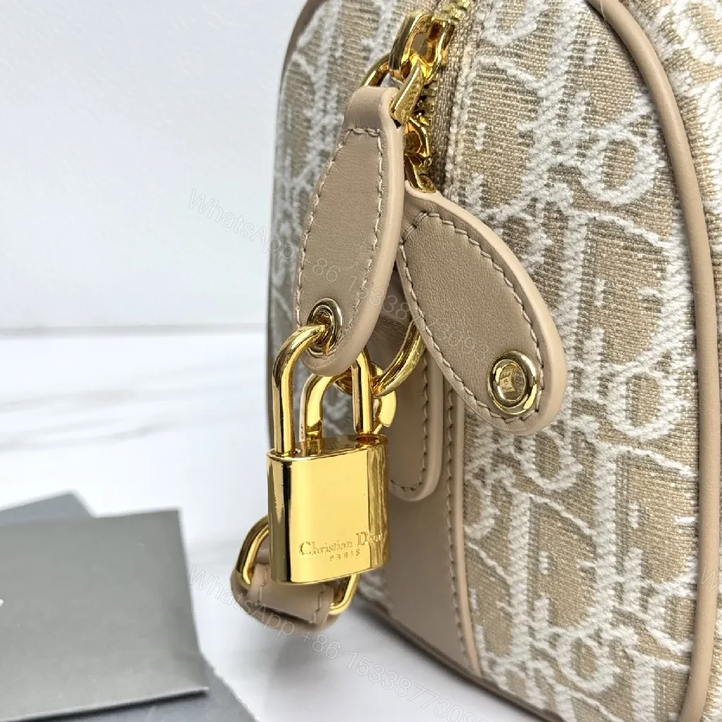 View 4 of Patterned Satchel: Monogram Texture, Leather-Trim, Elegant Mini Bag