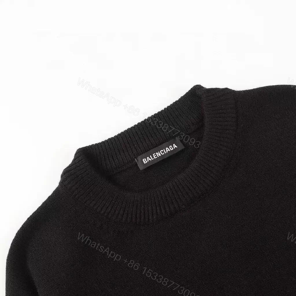 View 4 of Cozy Black Knit Sweater – SubtleLogo, Versatile Minimalist Style