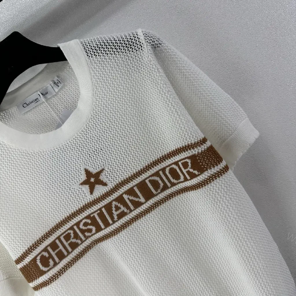 View 11 of White Mesh Star Logo Knit T-shirt Christian Dior