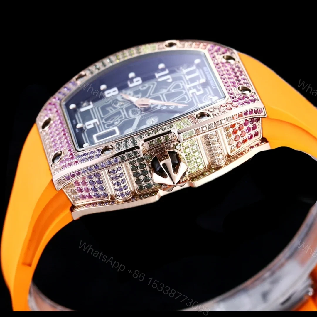 View 6 of Richard Mille RM67-01 Automatic Ultra Thin Skeleton Watch 38/48MM Barrel Case Orange Strap Digital Hour Markers Premium EditionRM67-01-UT-ORG-DM48