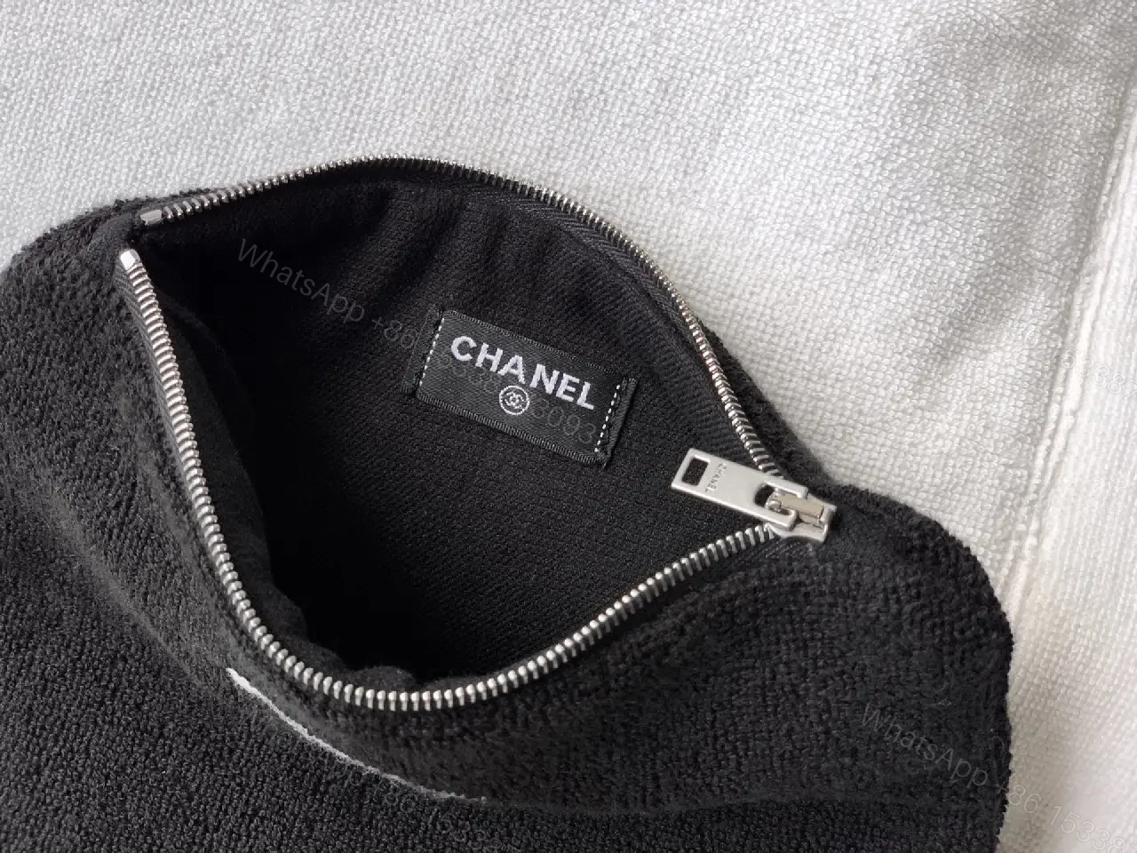 View 6 of Two-Tone Knit Slouchy Hobo Bag with Chanel-Inspired Logo