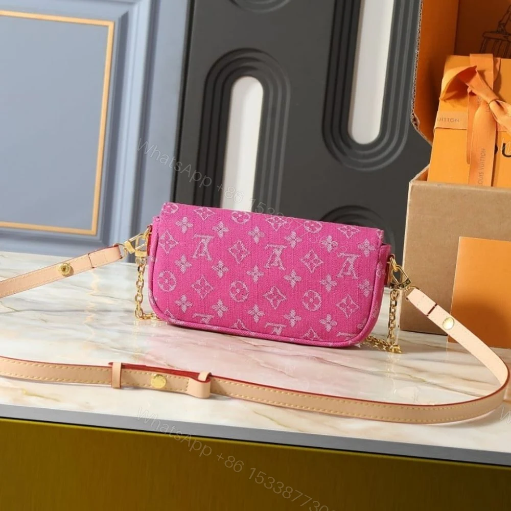 View 4 of Louis Vuitton Wallet On Chain Ivy Monogram Denim Fuchsia 23Cm