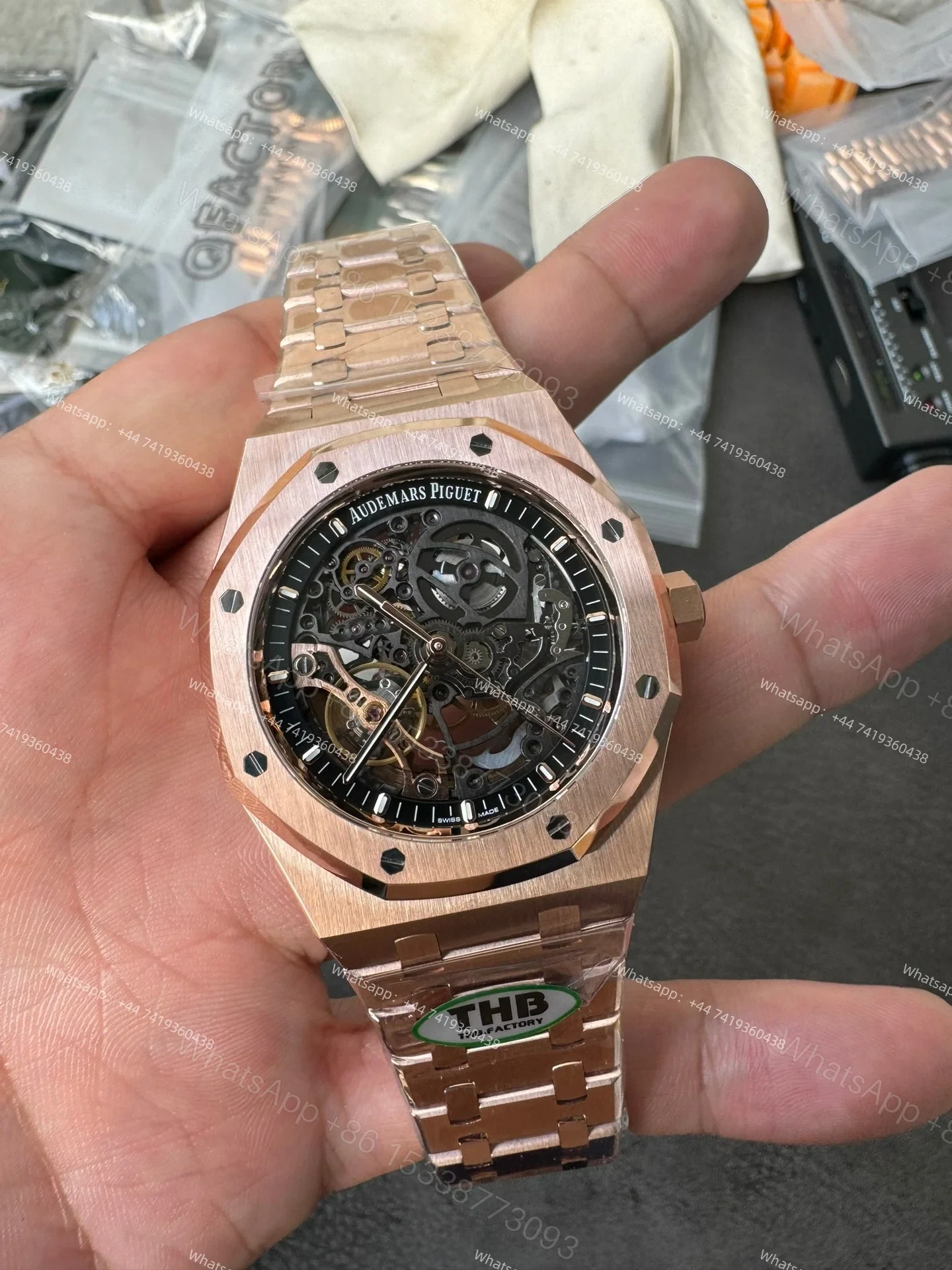 View 5 of Audemars Piguet Super Clone Royal Oak 15407 Rose Gold Skeleton Dial 41MM