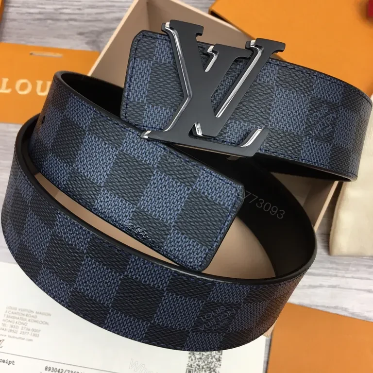 View 4 of Damier Graphite Belt: Luxury Palladium LV Buckle, 3cm