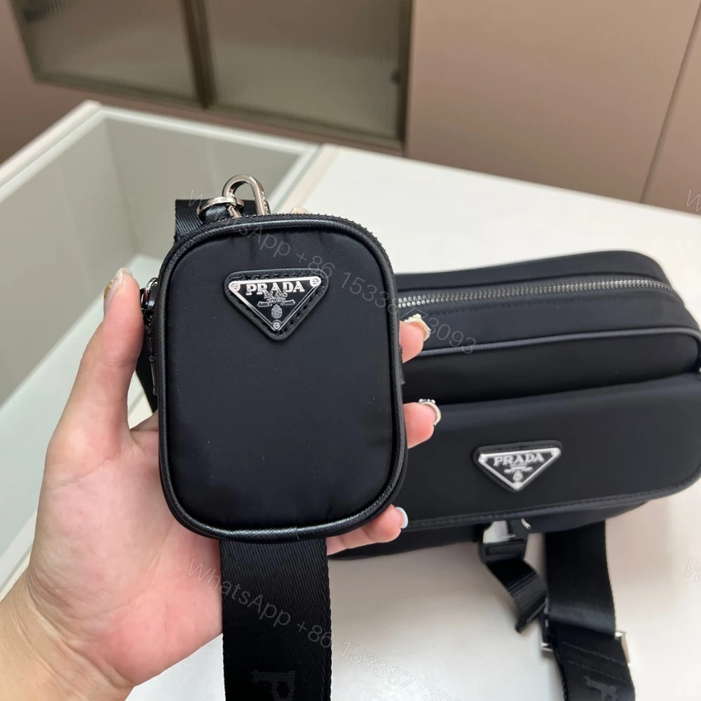 View 6 of Prada Re Nylon And Saffiano Shoulder Bag Black 24Cm