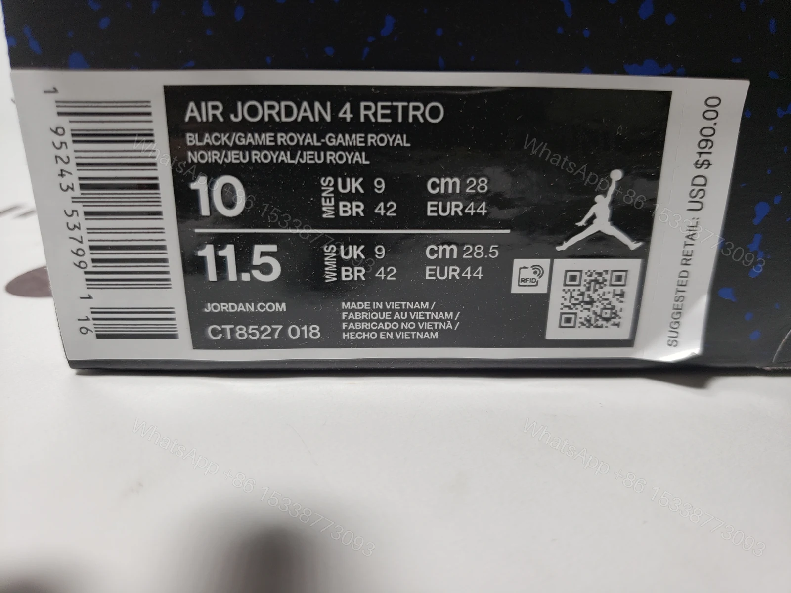 View 7 of Air Jordan 4 Retro Black Game Royal CT8527-018