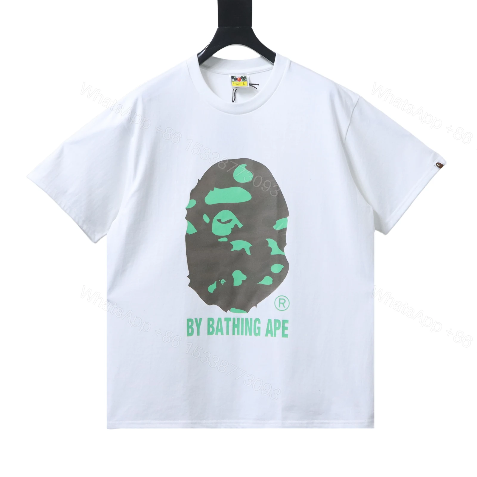 View 10 of Bape 26ss Macaron Adult Ape Head Letter Print Short-Sleeved T-shirt White