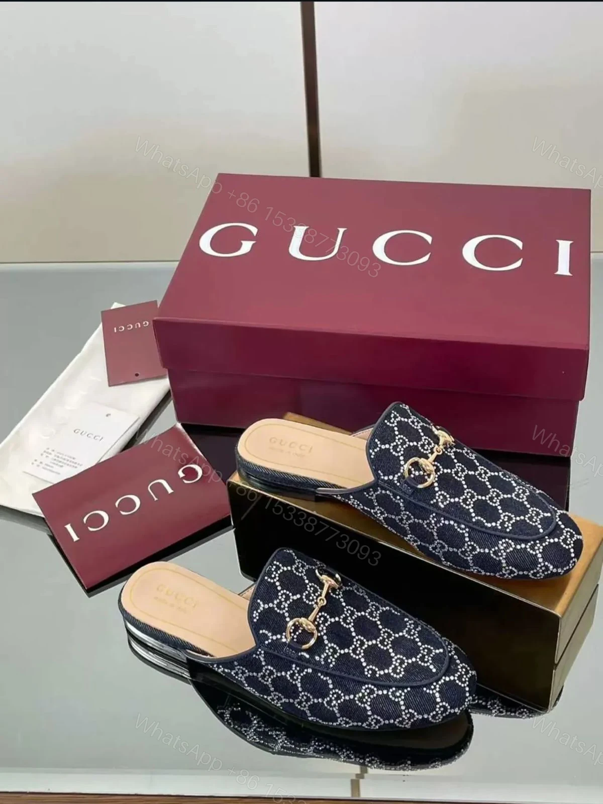 View 4 of FIRST COPY DENIM GUCCI MULES FOR WOMAN