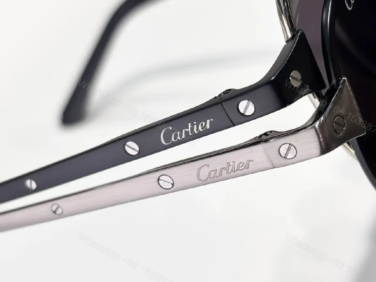 View 8 of Titanium Frame Sunglasses: Luxury Navy Glasses, Subtle Cartier Detail
