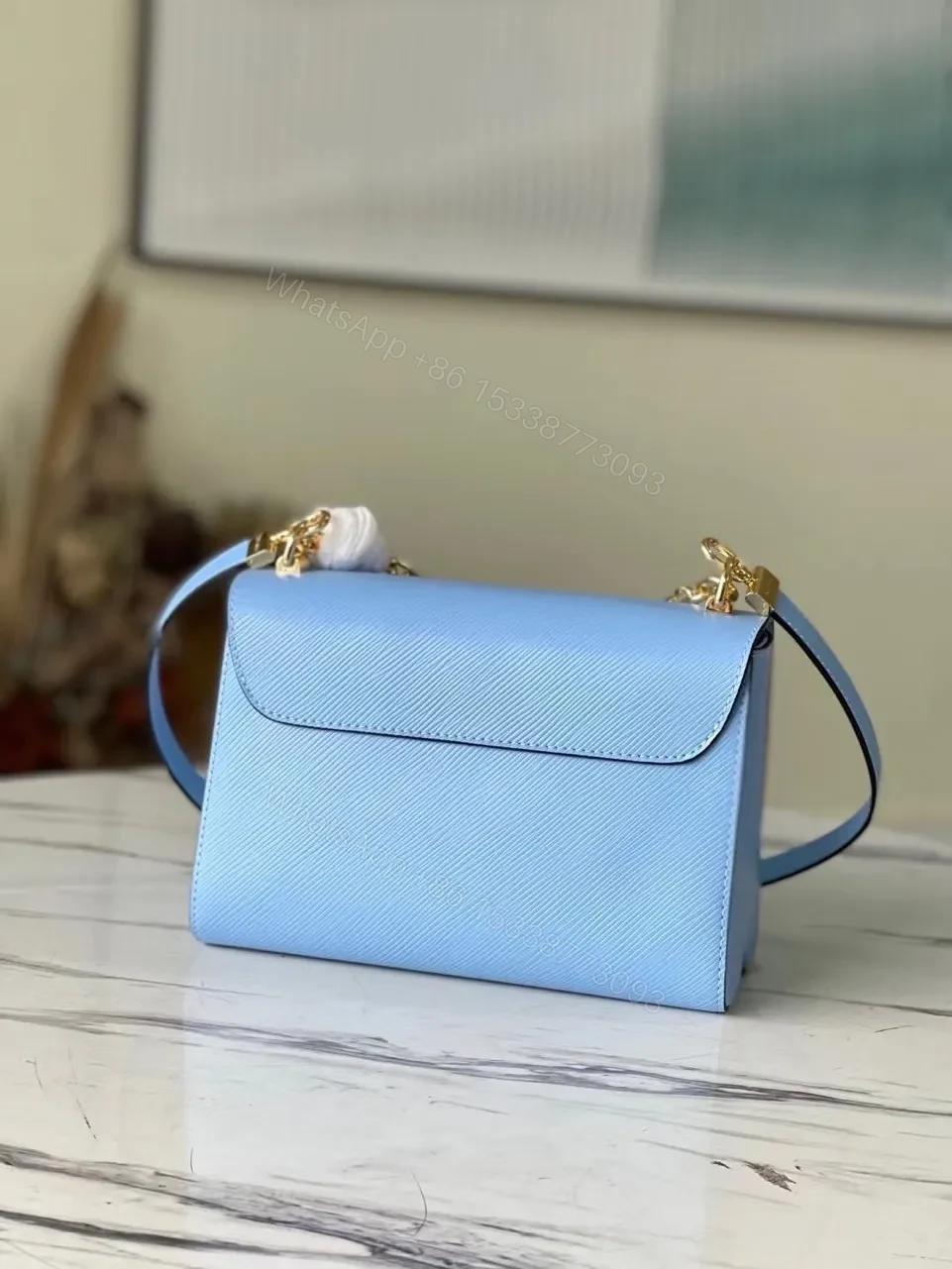 View 9 of Louis Vuitton LV Twist Like Auth Woman’s Blue Handbags 24cm
