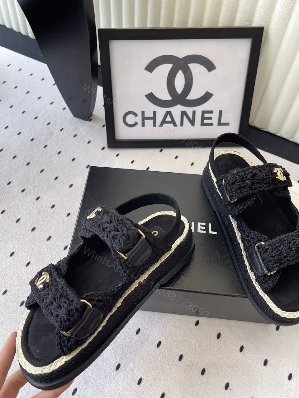 View 4 of Rope-Detail Sandals with Gold Emblem - Luxury Casual Comfort