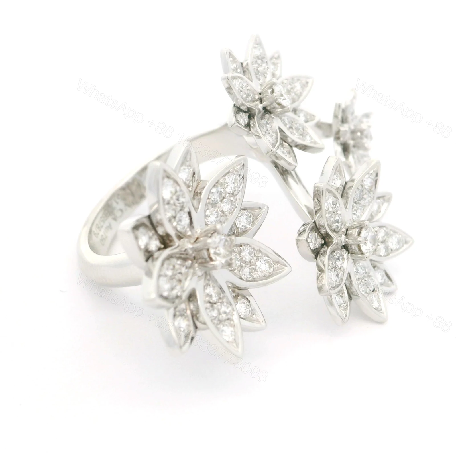View 4 of 18K Gold VCA 4 Flowers Lotur Diamond Ring