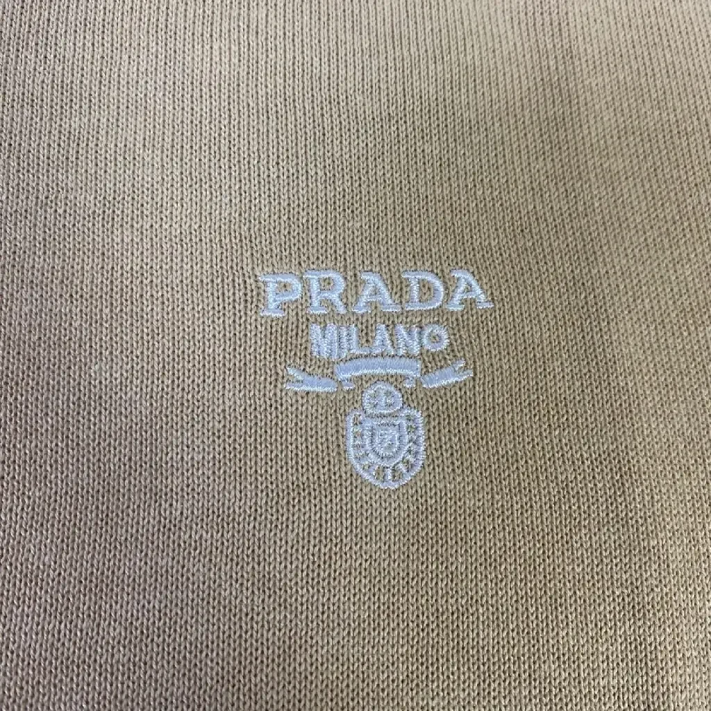 View 9 of Beige Knit Polo Shirt with V-Neck, Minimalist