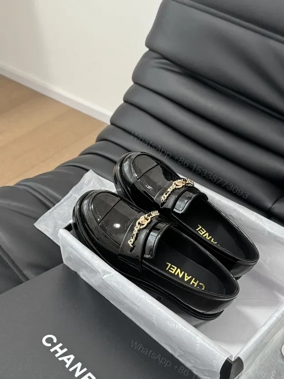 View 4 of Polished Patent Loafers with Gold Chain â€“ Luxe Everyday Wear