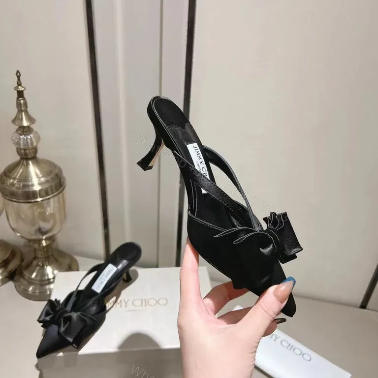 View 6 of Chic Satin Bow Mules: Luxury Open-Back Slingshot Heel