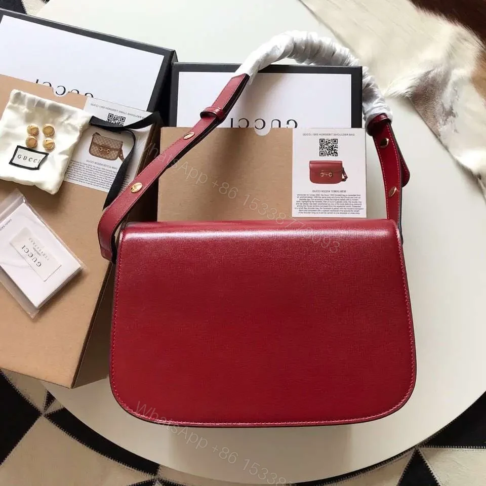 View 4 of Gucci 1955 Horsebit Women’s Handbag Super Smooth Red Leather 25cm