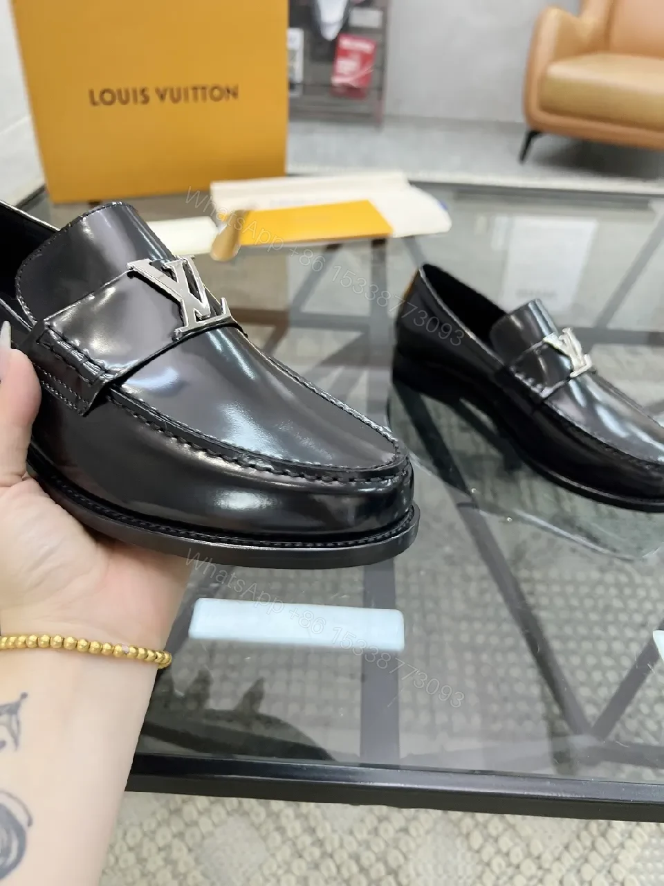 View 5 of Classic Black Leather Loafers with Luxe Hardware