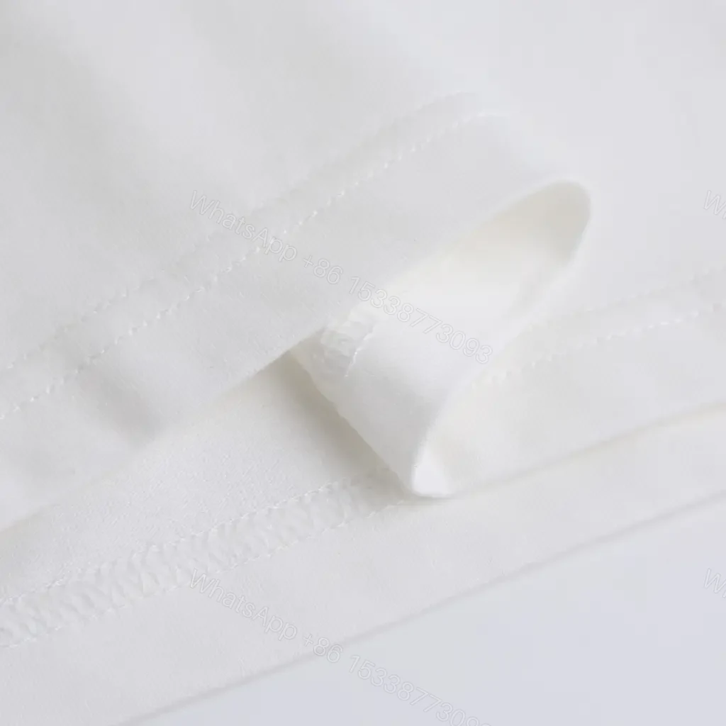 View 6 of White Cotton Tee, Blue Logo, Casual Luxe, Durable Print, T-Shirt