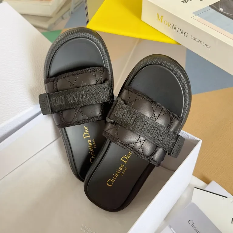 View 3 of Minimalist Leather Slide with Signature Detailing - Designer-Inspired Comfort