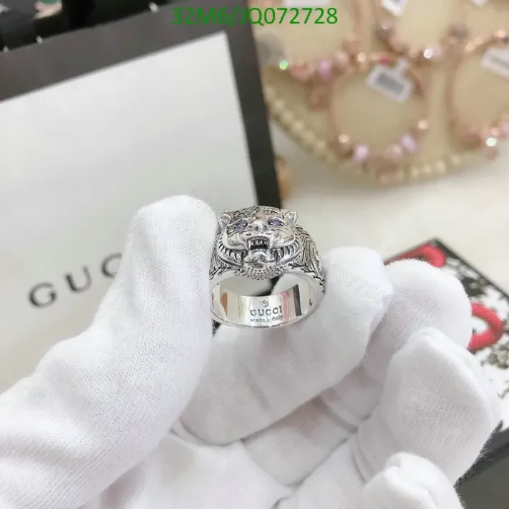 View 2 of Gucci Replica Men Tiger Silver Ring JQ0727285 – Bold and Refined