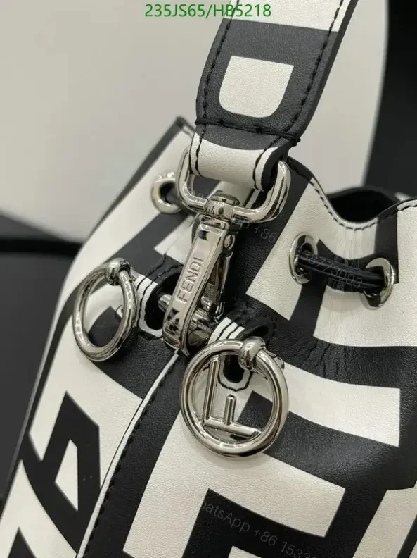 View 5 of Fendi Mon Tresor Mini Bucket Bag Knockoff Black and White – Stylish Leather Bucket
