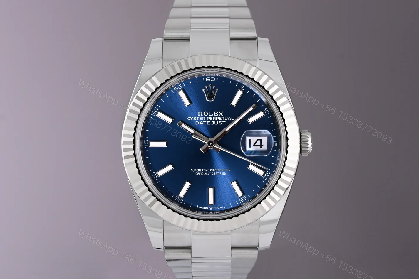 View 2 of Replica Rolex Datejust Blue Dial 126334 Oyster 41 mm
