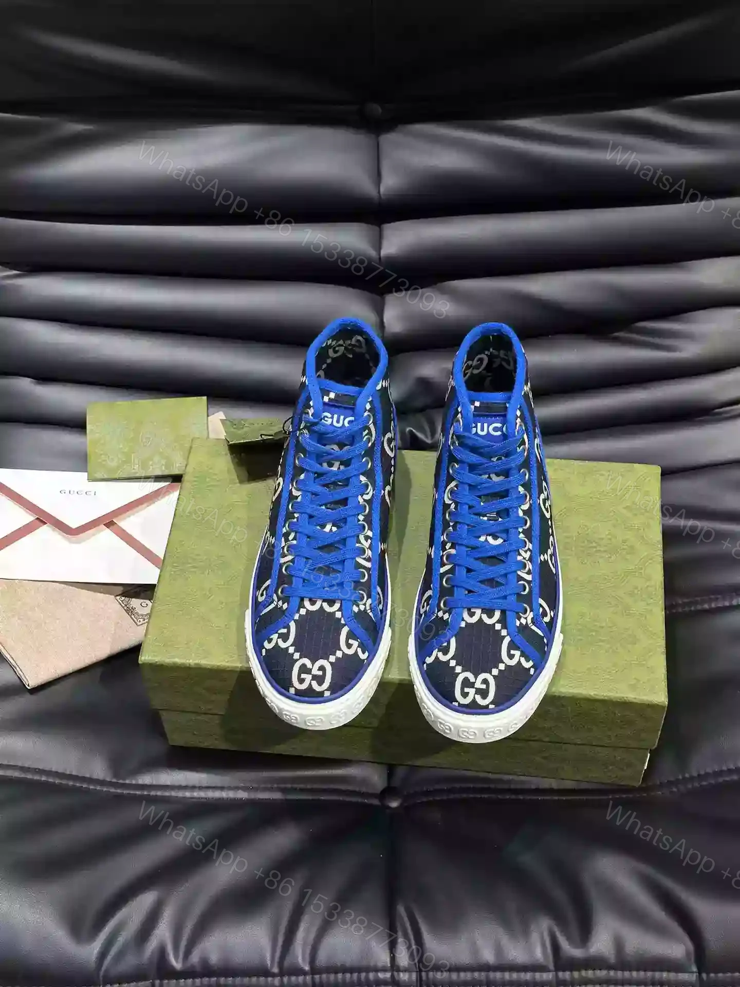 View 3 of GUCCI TENNIS 1977 HIGH-TOP SHOES SNEAKERS IN BLACK/BLUE – GC284