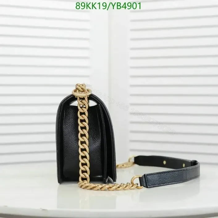 View 3 of Chanel Boy Medium Leather Black Handbag