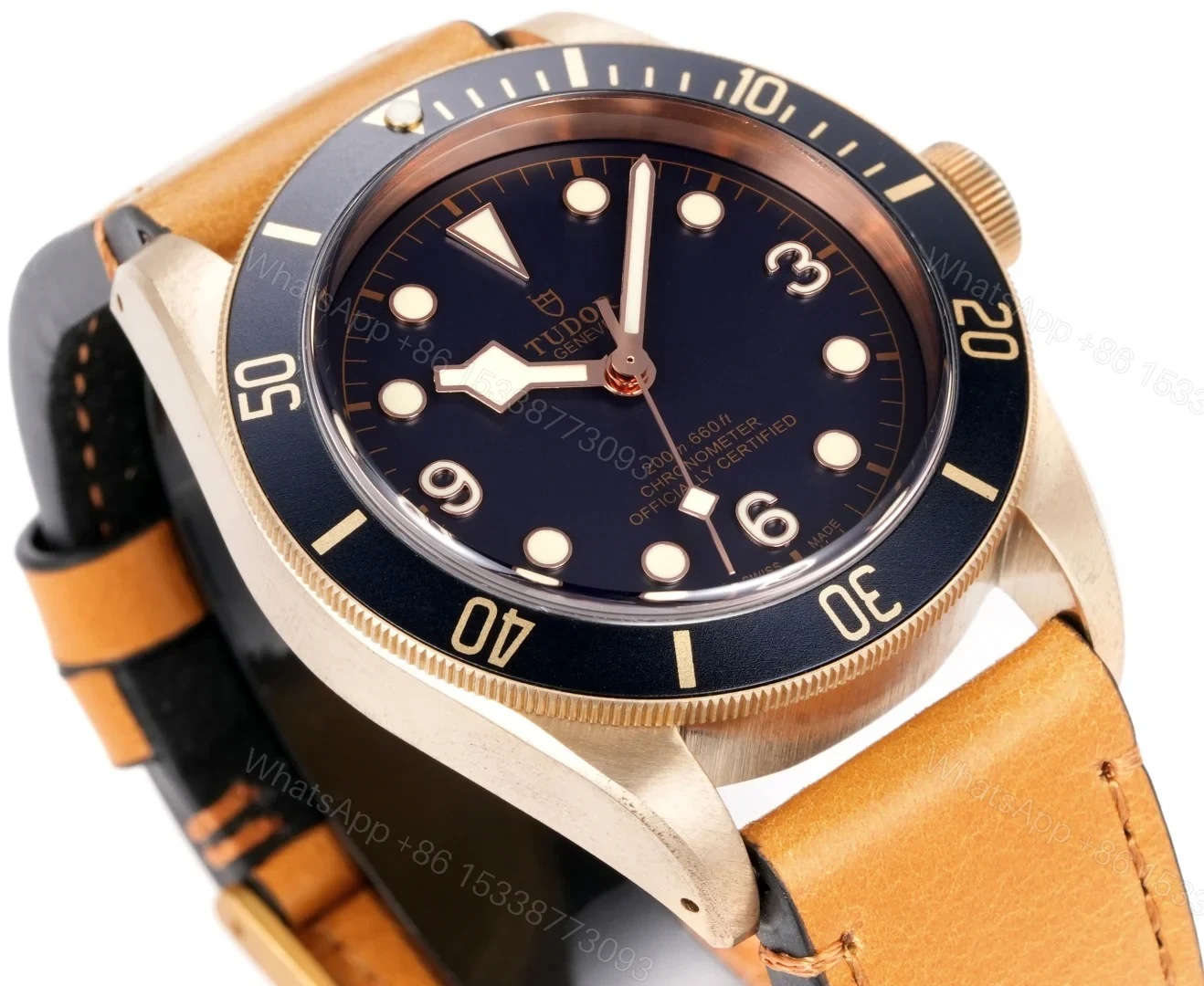 View 3 of Tudor Black Bay Bronze Replica 43MM Premium Vintage Tan Leather Strap Edition RG-TUDOR-BB-BRONZE-TAN-LTH-43