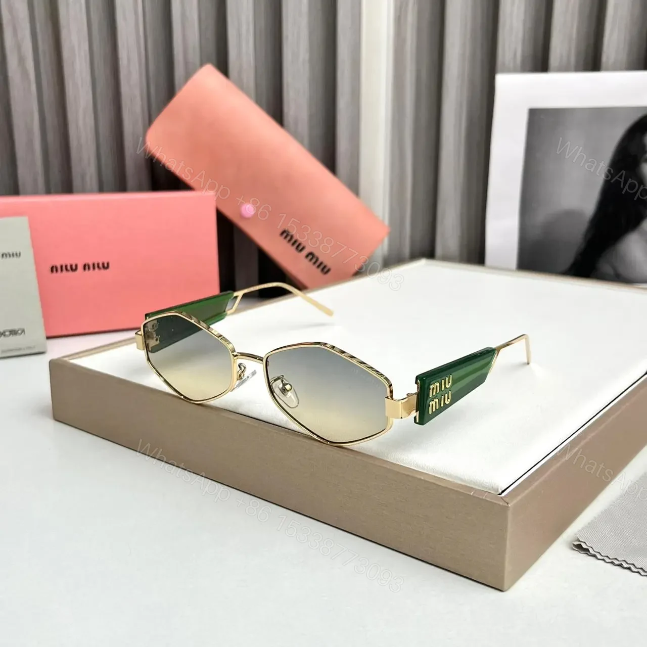 Miu Miu Hexagon Green Sunglasses – One Size — view 1