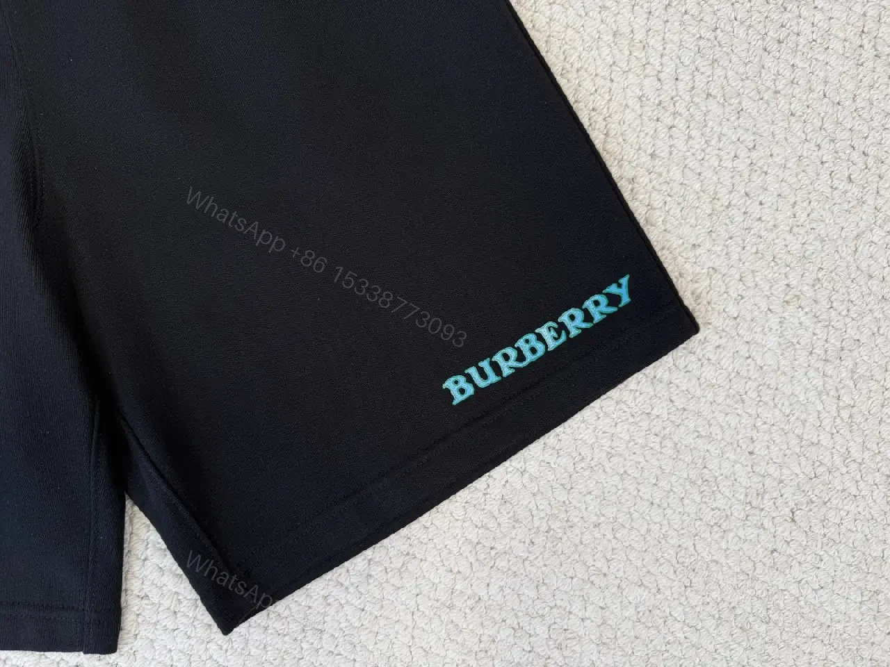 View 8 of Black Cotton Shorts, Classic, Burberry Logo Embroidery