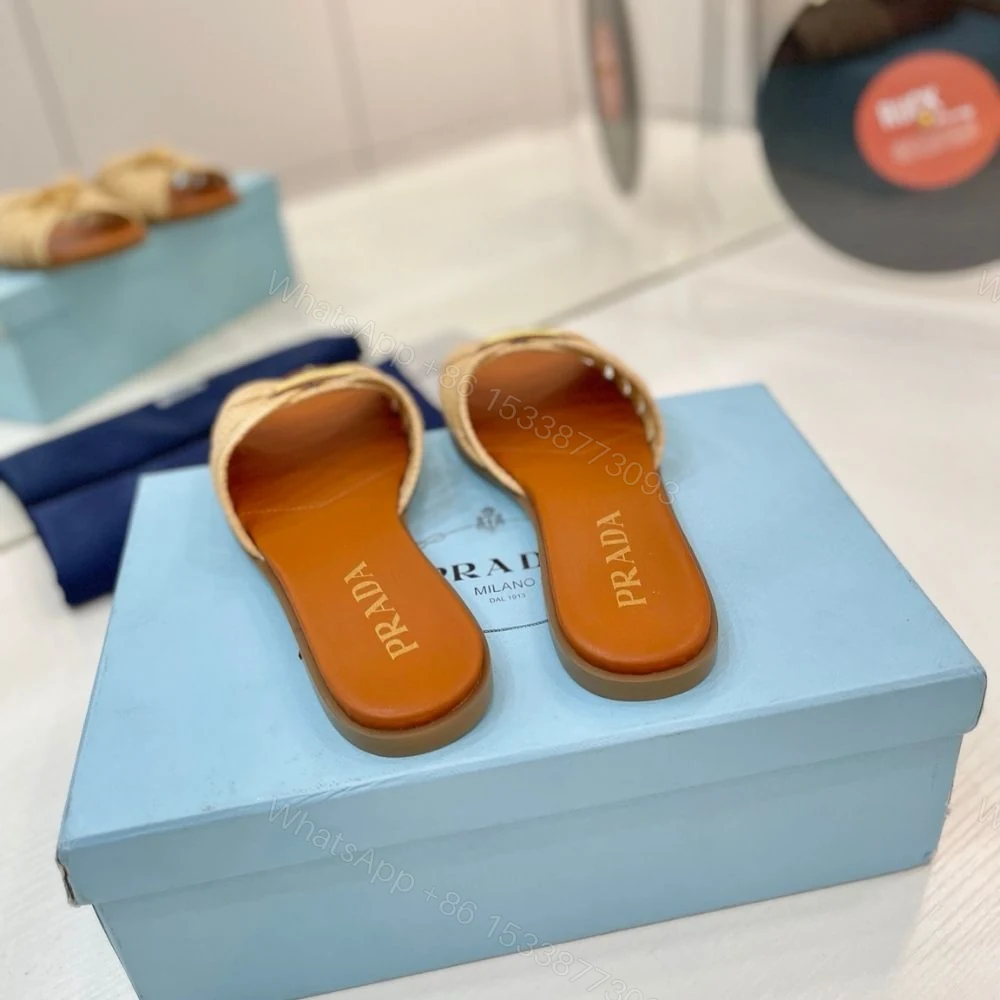View 9 of Prada Crochet Slides Cognac Brown