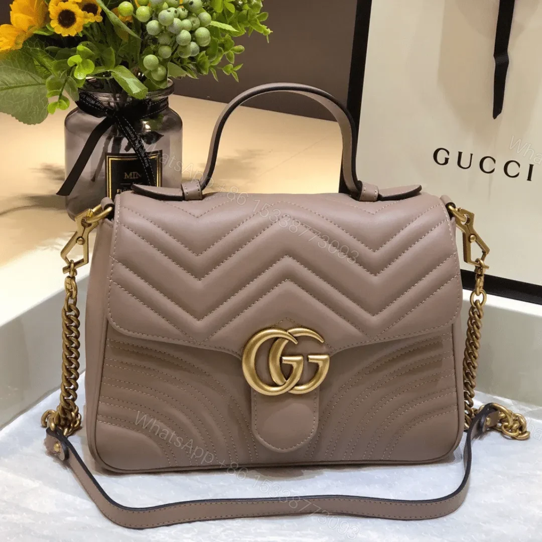 Gucci Marmont Top Handle Like Auth Women’s Handbag with Gold Buckle 27cm — view 1