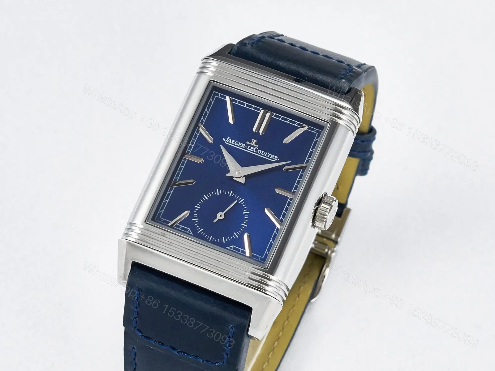 View 17 of Reverso Tribute Duoface Small Seconds SS MGF Best Edition Blue Dial on Blue Leather Strap A854A