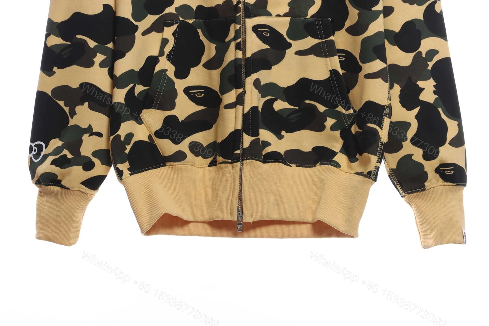 View 2 of BAPE co-branded hell kitty camouflage zipper hoodie yellow