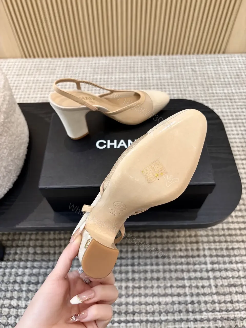 View 8 of Chic Texture Slingback Heels: Comfort Meets Luxe Style
