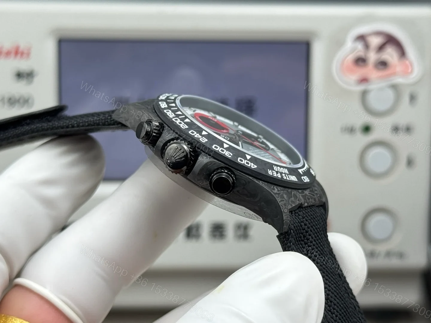 View 7 of Rolex Daytona Carbon Fiber Red Replica 40MM Premium Black Fabric Strap RG-ROLEX-DAYTONA-R74-RED