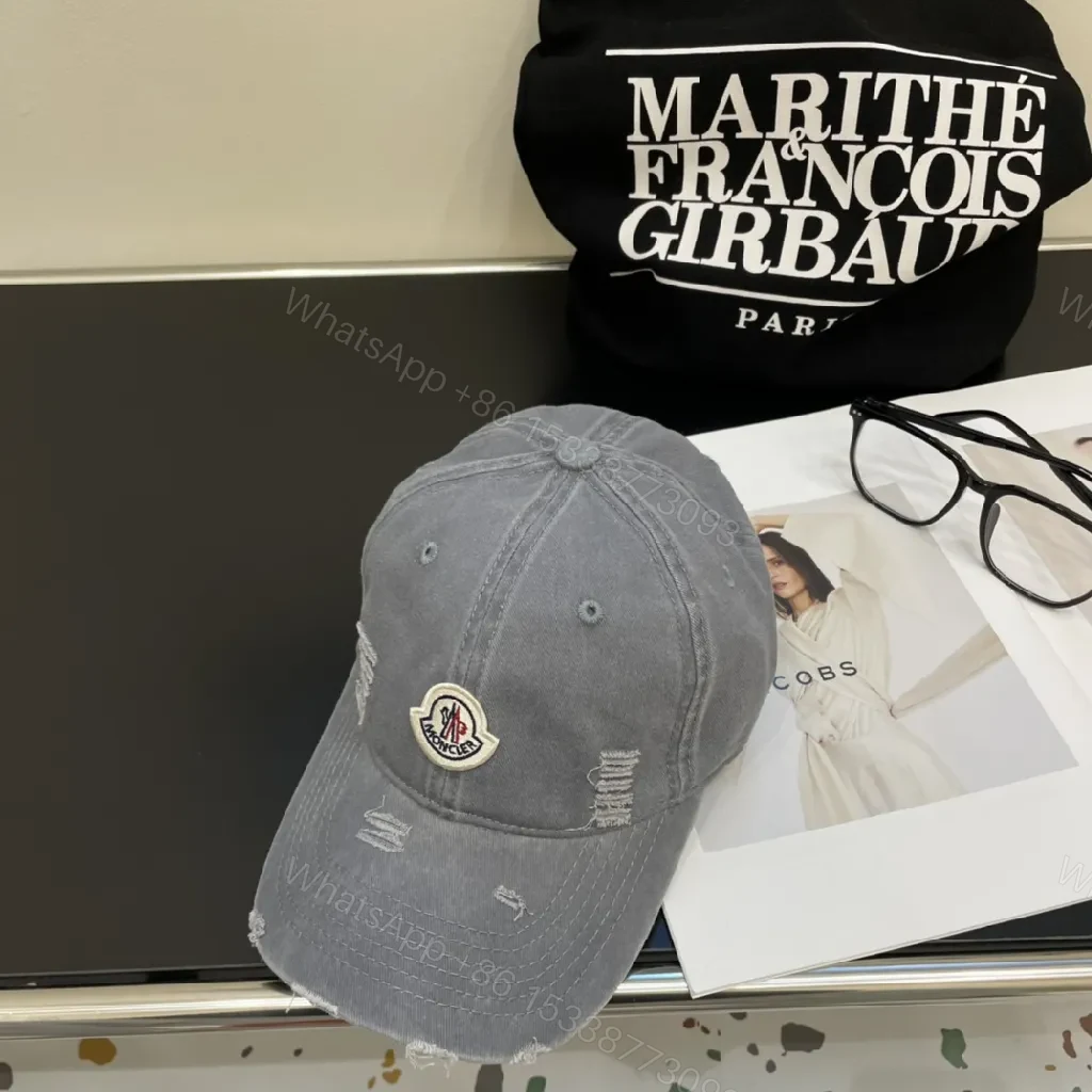 View 4 of Grey Denim Distressed Cap • Structured Six-Panel • Premium Comfort Cap