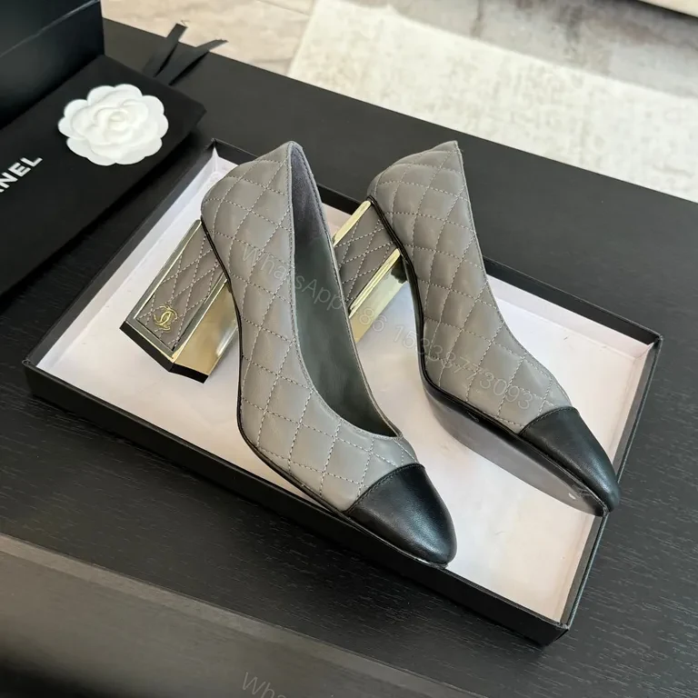 View 6 of Quilted Cap-Toe Pumps â€” Chanel-Inspired Luxury Pumps