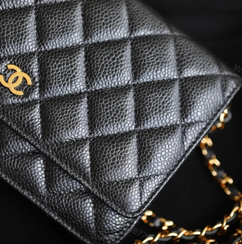 View 2 of Quilted Leather Crossbody with Gold Chain, Chic Designer-Inspired